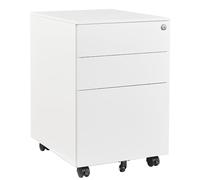 Sightlife Gabinete de Archivos Móvil con Cerradura y Cajones Mueble Archivador Cajonera de Oficina con 3 Cajones para Documentos de Oficina, Carpetas Suspendidas Almacenamiento 39 x 50 x 60 cm Blanco