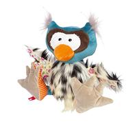 Sigikid 42854 Peluche de búho Patchwork Sweety Peluche para Jugar y Hacer trampas de Mezcla Suave para bebés y niños, niños y niñas de 0 Meses a 8 años, Multicolor y búho 28 cm