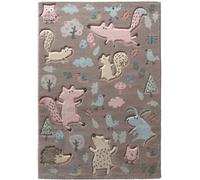 SIGIKID Alfombra con motivo de animales en el bosque gris pardo 133x200