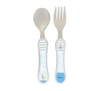 SIGIKID Set de cubiertos para niñas y niños, diseño de oso HoniBoniBear, recomendado a partir de 0 meses, color topo/blanco, 25188