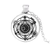 Sigil Magic Witchcraft Colgante Gargantilla Declaración Collar Redondo para Mujeres Accesorios de Vestir Joyería Cabujón de Cristal, nan