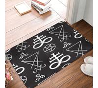 Sigilo De Lucifer, Pentáculo De Satanás, Símbolos Ocultos del Pentagrama Tapete para Puerta Fácil De Limpiar Alfombra De Baño Cómodo Felpudo De Entrada para Cocina Entrada Casa Cuarto 40X60 Cm