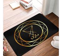 Sigilo Satánico Dorado Mágico del Satanismo De Lucifer Alfombra Puerta Cómodo Felpudo De Bienvenida Antideslizante Felpudo De Entrada para Jardín Pasillo Cocina 40X60 Cm