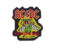 SigitasTrading Parche Bordado con Logotipo de AC/DC 'Fly On The Wall' Negro, Poliéster, Rock, Música, Iron-on, 1 Pieza