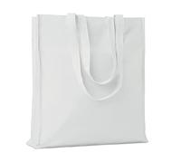 Siglo XXI Publicidad Bolsa Algodón con fuelle. Tamaño 38x9x42 cm. Pack de 10 pcs. Gramaje 140 g/m2. Asas largas reforzadas. Compras, Regalos, Ferias, Bodas, Minoristas. (Blanco)