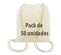 Siglo21publicidad 50x Mochila bolsa Algodón Natural Cierre Con Cordones. Reciclable, Gimnasio, Shopping backpack, Manualidades, Regalos ecológicos