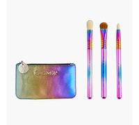 Sigma Beauty Color Me Proud - Juego de 3 mini brochas de maquillaje para ojos, para sombrear y definir el maquillaje de ojos, incluye elegante bolsa de maquillaje pequeña estilo clutch (4 piezas)