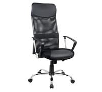 Sigma EC13 Silla Ejecutiva Negra, Respaldo de Malla Transpirable, Base Metálica Cromada con Ruedas de Seguridad, Altura Regulable, Diseño Ergonómico y Certificación DIN EN 1021