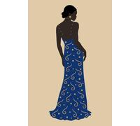 Sigma Gamma Rho - inspired Black Woman's Notebook in Royal Blue & Antique Gold: Embellished gown and deep skin tone