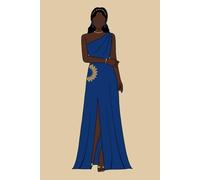 Sigma Gamma Rho - inspired Black Woman's Notebook in Royal Blue & Antique Gold: Grecian gown and medium skin tone