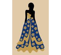 Sigma Gamma Rho - inspired Woman's Notebook or Journal in Royal Blue & Antique Gold: Flowered ball gown silhouette figure