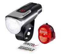 Sigma Set iluminación LED c. StVZO luz del. Aura 80 + luz trasera Nugget II negro 80 Lux