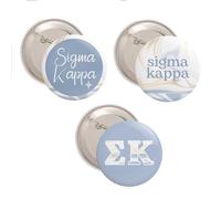 Sigma Kappa - 3 pines de botones variados de 2.25 pulgadas Sig Kap Sorority - Paquete de mármol, 5,71 cm, Metal, Sin gemas.
