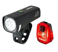 SIGMA Kit de iluminación LED para Bicicleta Aura 40 / Hiro 10 | con USB-C | Luces delanteras y traseras a batería | Kit de iluminación recargable y resistente a la intemperie