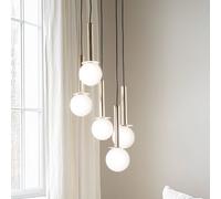 SIGMA Lámpara colgante Daisy, 5 luces, dorada/blanca/negra, cristal