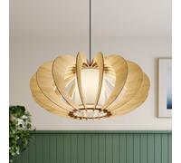 SIGMA Lámpara colgante Modern A L con láminas de madera, Ø 60 cm