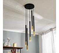 SIGMA Lámpara colgante Sopel Due 5, negro/dorado, 5 luces.