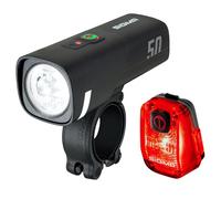 SIGMA LED Bike Light Set Aura 50/ Hiro 10 | Luz Delantera y Trasera alimentadas por batería | Juego de Luces Recargables y Resistentes a la Intemperie con USB-C