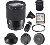 Sigma Lente contemporánea de 16 mm f1.4 DC DN para Sony E con paquete de accesorios Sunshine Photo Store