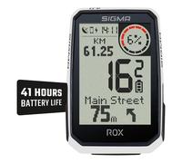 SIGMA ROX 4.0 Endurance White Sensor Set | ciclocomputador inalámbrico GPS & navegación Incl. sensores de Velocidad, frecuencia cardíaca y cadencia y OVERCLAMP Butler | 41 h de autonomía