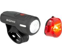 SIGMA LED Bike Light Set Aura45/Nugget II |Recargable y Resistente al Agua | Montaje sin Herramientas | Duración de la batería 6-21h | LED Bike Light Set |Luz Delantera+Trasera para Bicicleta