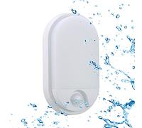 Sigmaled lighting - Aplique 10W con SENSOR de movimiento PIR - Impermeable IP54 - Luz Blanca Natural 4500K - 900 Lumen - Lampara OVALADA resistente al agua - Ideal para uso Exterior o Interior