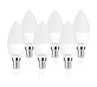 Sigmaled lighting, Bombilla LED E14 6W (equivalente a 50W), 550 lumen, Lámpara Vela C37, Blanco natural 4000K, Casquillo fino, No regulable, caja de 6