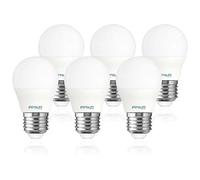 Sigmaled lighting, Bombilla LED E27 G45 6W (equivalente a 50W), 550 lumen, Lámpara mini Globo G45, Blanco natural 4000K, Casquillo gordo, caja de 6