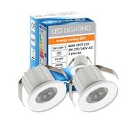 SIGMALED LIGHTING, Mini Foco LED empotrado Interior Techo Regulable 3W (300lumen), LED SPOT Luz Cálida 3000K, para Hogar y Tiendas, 220V/230V, Driver NO NECESARIO, Ø35x25mm, Redondo, 2 Focos