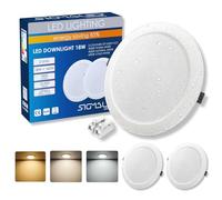 Sigmaled lighting - Pack 2 Focos LED Empotrables 18W 1850 lm, 3 Temperaturas 3000K 4000K 6000K, IP44 Baño, Ultrafinos, Corte Ø187-210 mm, 220-240V, Techo Pladur, Interior y Exterior Cubierto