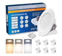 Sigmaled lighting - Pack 6 Focos LED Empotrables 4W 360 lm, 3 Temperaturas 3000K 4000K 6000K, IP44 Baño, Ultrafinos, Corte Ø70-80 mm, 220-240V, Techo Pladur, Interior y Exterior Cubierto
