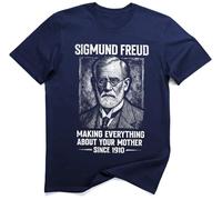 Sigmund Freud Haciendo Todo sobre Tu Madre Psicología Meme Camiseta (XL, Azul Marino)