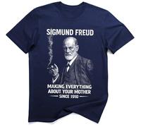 Sigmund Freud Haciendo Todo sobre Tu Madre Sarcástico Psicología Camisa (L, Azul Marino)