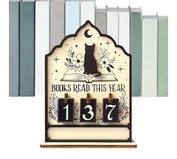 Sign - 13.7x3.5x18.2cm Feline Design Book counterDecor, Tracks Up To 999 booksreadYearly Progress counterSign, Literary Milestone Display Piece | Book counterSign for Bathroom Kit