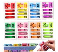 Sign Here Tabs 800 unidades, 8 paquetes de pegatinas autoadhesivas coloridas, banderas de flechas para documentos, cuadernos, oficina, escuela, banderas para firmar aquí