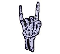 Sign of the Horns Rock On Skeleton Hand Heavy Metal Music Evil Eye Wicca - Pin esmaltado de 3,2 cm, esmalte, esmalte