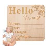 Sign - Wooden Announcement Plate, Photo Prop Decor, Nursery Gift Accessory | Personalized Name Reveal Item, Beautiful Keepsake Ornament For Shower Event Reveal