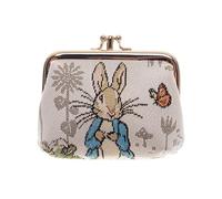 Signare Beatrix Potter - Monedero con marco de tapiz de Peter Rabbit | 11 cm de ancho x 9 cm de alto x 5 cm de profundidad | Tela ecológica | Doble cierre y dos compartimentos | Etiqueta de la marca