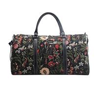 Signare Bolsa de Lona Grande para Mujer, diseño de jardín con telón de Fondo Negro (BHOLD-MGDBK)