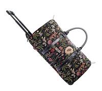 Signare Bolsa de Viaje con Tapiz, Bolsa de Fin de Semana con Ruedas para Mujeres con Flores de jardín y Criaturas (jardín matutino, Negro, Pull-MGDBK)