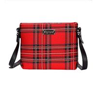 Signare Bolso bandolera pequeño para mujer con diseño de patrón de moda (XB02-RSTT), Red, Talla única