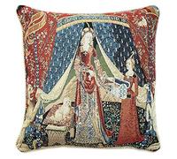 Signare Decorativa De Colores Fundas de Cojines/Funda de Almohada 45x45cm Tapiz para sillas de sofá - Dama y Unicornio (A Mon Seul Desir)