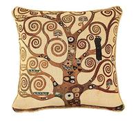 Signare Funda de cojín Inspirada en Gustav Klimt Árbol de la Vida y el Beso (Klimt - Árbol de la Vida, CCOV-Art-Klimt-2)