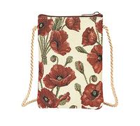 Signare Mini bolso cruzado de tapiz, bolso para mujer, bolsa para móvil, bolsa para teléfono inteligente (amapola)