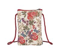 Signare Mini bolso cruzado de tapiz, bolso para mujer, bolsa para teléfono móvil (prado de flores)