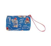 Signare Paddington Bear Tapestry - Bolso de mano, color azul con borde rojo, diseño de patrón de viaje (Paddington Bear Blue, WRIS-PADDBL)