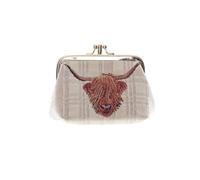 Signare Tapestry Highland Cow Collection - Monedero con marco para mujer, doble compartimento con cierre de beso, apto para veganos, beige, W 12 x H 8 x D 4.5, Rústico