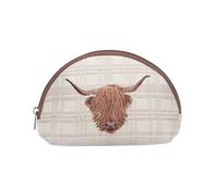 Signare Tapestry Highland Cow Collection - Neceser pequeño para mujer, ideal para viajes, ecológico y vegano, beige, W 21 x H 13 x D 7, Rústico