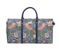 Signare Tapiz Grande Bolsas de Viaje Mujer Bolsa Deporte para Mujeres con diseños de William Morris (Strawberry Thief Blue)