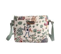 Signare Tapiz mochila bandolera mujer bolsos pequeños mujer con diseño de flores y criaturas de jardín (Alicia en el país de las Maravillas)